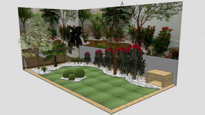 庭院花园景观SU模型下载_sketchup草图大师SKP模型