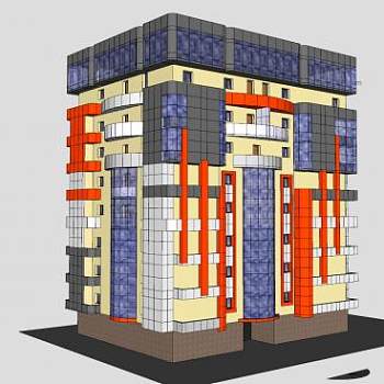 现代建筑楼房SU模型下载_sketchup草图大师SKP模型