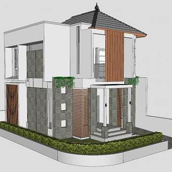 现代独立别墅建筑住宅SU模型下载_sketchup草图大师SKP模型