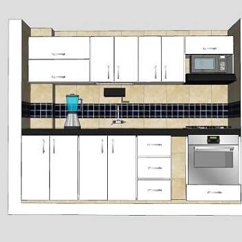 小户型厨房橱柜SU模型下载_sketchup草图大师SKP模型