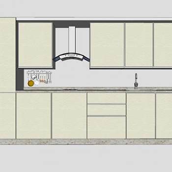 现代厨房橱柜吊柜SU模型下载_sketchup草图大师SKP模型