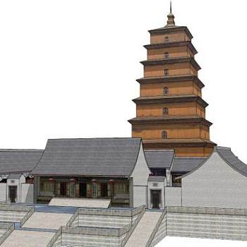 法门寺建筑su模型下载_sketchup草图大师SKP模型