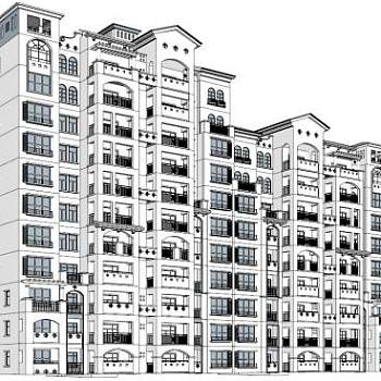 公寓楼su模型下载_sketchup草图大师SKP模型