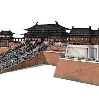 唐朝古建筑su模型下载_sketchup草图大师SKP模型