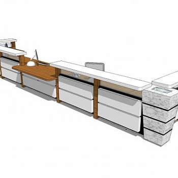 现代大型办公前台SU模型下载_sketchup草图大师SKP模型