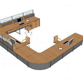 现代U型前台接待SU模型下载_sketchup草图大师SKP模型