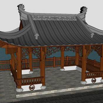 中式屋顶su模型下载_sketchup草图大师SKP模型