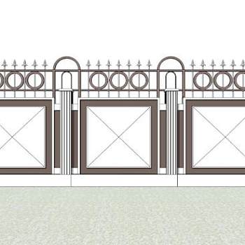 厂区围墙su模型下载_sketchup草图大师SKP模型