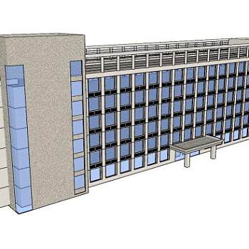 现代医院主楼大楼SU模型下载_sketchup草图大师SKP模型