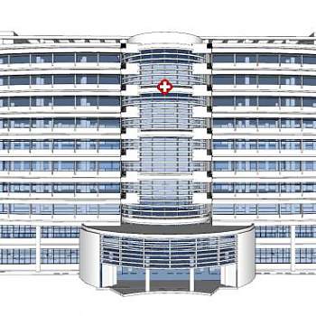 现代医院楼SU模型下载_sketchup草图大师SKP模型