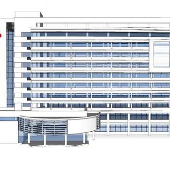 现代市医院大楼SU模型下载_sketchup草图大师SKP模型