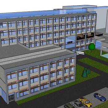 现代医院住院部SU模型下载_sketchup草图大师SKP模型