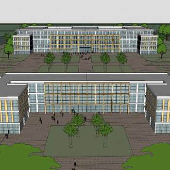 现代中心医院SU模型下载_sketchup草图大师SKP模型