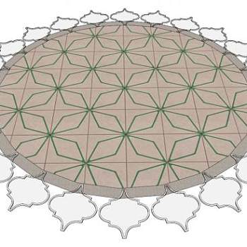 圆形铺装图案su模型下载_sketchup草图大师SKP模型