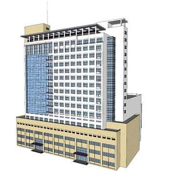 现代中医院建筑SU模型下载_sketchup草图大师SKP模型