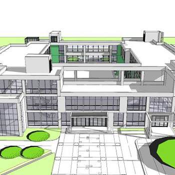 医院综合楼SU模型下载_sketchup草图大师SKP模型