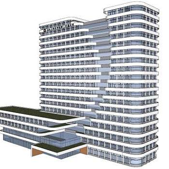 汕头大学第二附属医院SU模型下载_sketchup草图大师SKP模型
