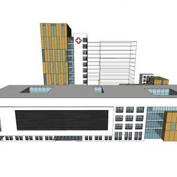 现代中医院规划SU模型下载_sketchup草图大师SKP模型