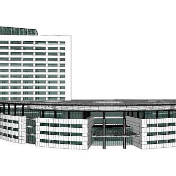 现代县医院SU模型下载_sketchup草图大师SKP模型