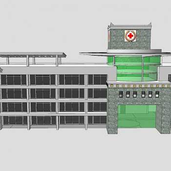 现代乡镇医院SU模型下载_sketchup草图大师SKP模型