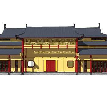 中式寺庙庙宇SU模型下载_sketchup草图大师SKP模型