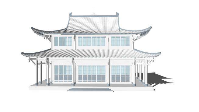 中式寺庙外观sketchup模型下载_sketchup草图大师SKP模型