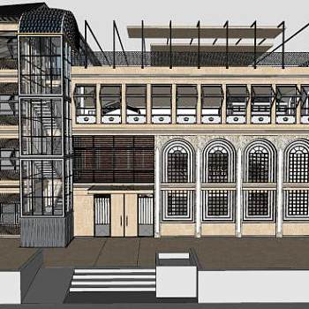 现代售楼中心建筑SU模型下载_sketchup草图大师SKP模型