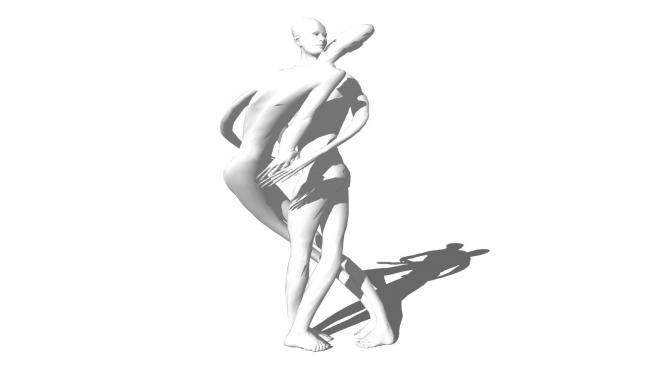 现代抽象人物雕塑SU模型下载_sketchup草图大师SKP模型