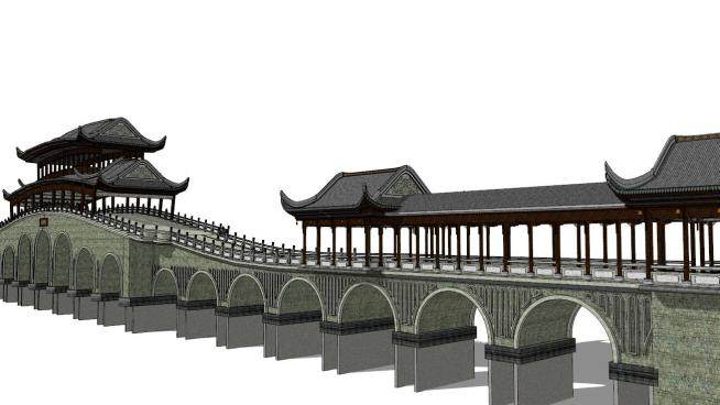中式景观桥su模型下载_sketchup草图大师SKP模型