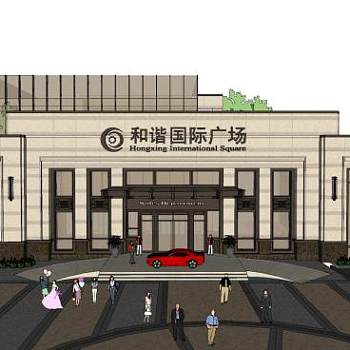 和谐国际广场售楼处SU模型下载_sketchup草图大师SKP模型