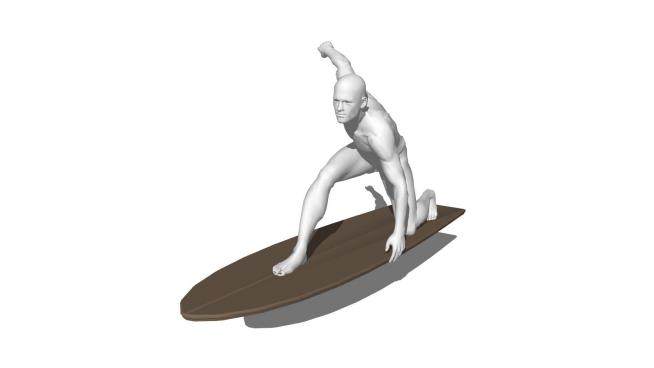 现代滑板人物雕塑SU模型下载_sketchup草图大师SKP模型