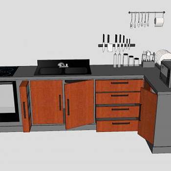 现代橱柜家电器材SU模型下载_sketchup草图大师SKP模型