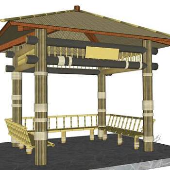 景观竹亭su模型下载_sketchup草图大师SKP模型