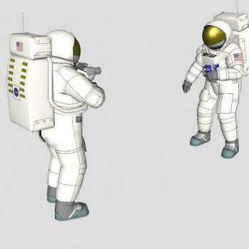 两个航天员站姿SU模型下载_sketchup草图大师SKP模型