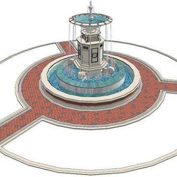 欧式喷水su模型下载_sketchup草图大师SKP模型