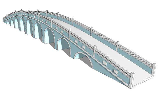 多孔拱桥su模型下载_sketchup草图大师SKP模型