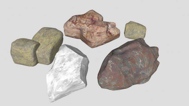 各材质的石头SU模型下载_sketchup草图大师SKP模型