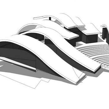 水边构筑物su模型下载_sketchup草图大师SKP模型