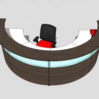 半圆形前台柜SU模型下载_sketchup草图大师SKP模型