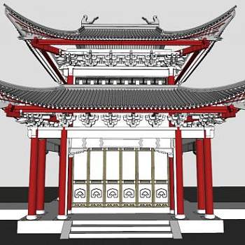 重檐歇山顶茶楼su模型下载_sketchup草图大师SKP模型