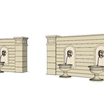 景墙喷泉su模型下载_sketchup草图大师SKP模型