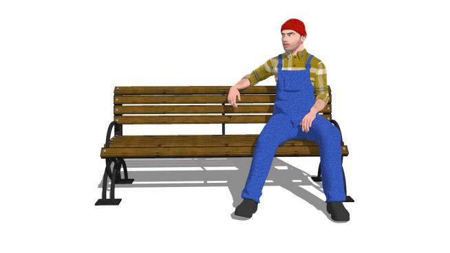 户外椅上的男人坐姿SU模型下载_sketchup草图大师SKP模型