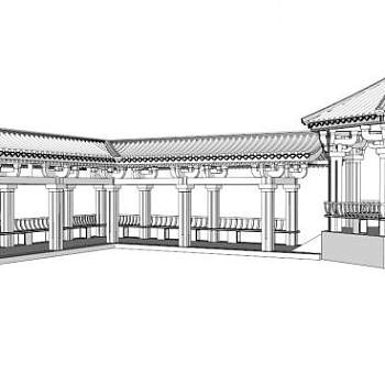 中式廊亭su模型下载_sketchup草图大师SKP模型