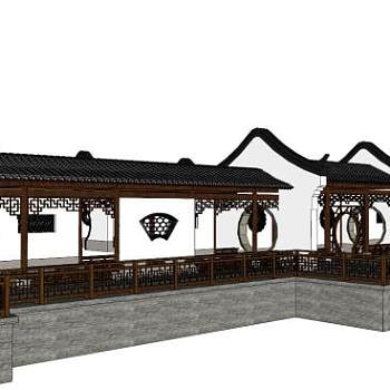 中式古典廊架su模型下载_sketchup草图大师SKP模型