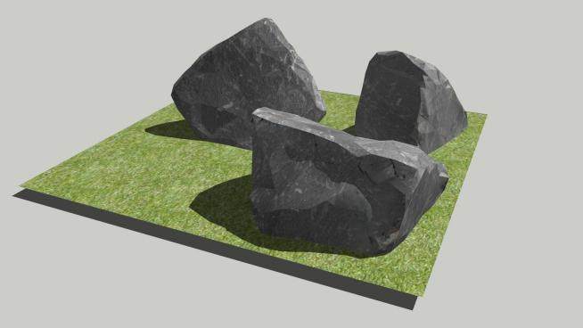 草地上的巨石SU模型下载_sketchup草图大师SKP模型