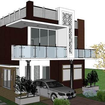 小型别墅SU模型下载_sketchup草图大师SKP模型