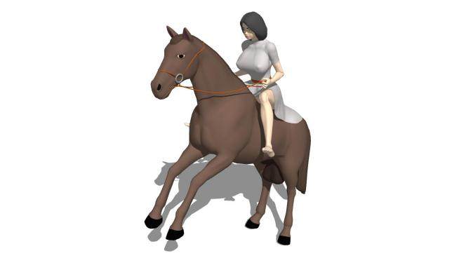 现代骑马的女人SU模型下载_sketchup草图大师SKP模型