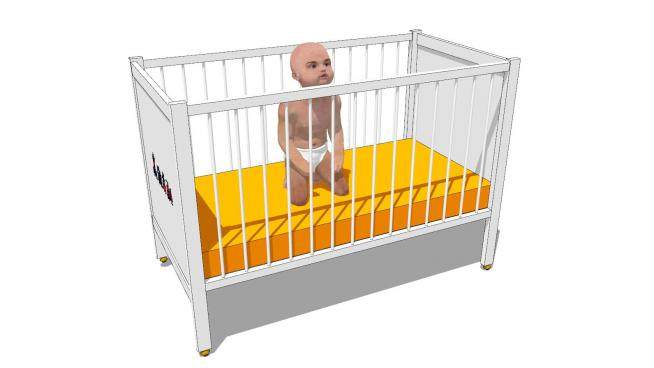 婴儿床上的孩子SU模型下载_sketchup草图大师SKP模型