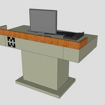 前台接待台设计SU模型下载_sketchup草图大师SKP模型