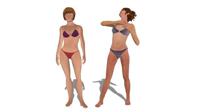两位泳装女人站姿SU模型下载_sketchup草图大师SKP模型